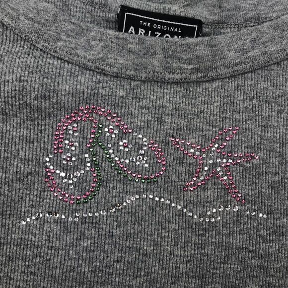 Arizona Flip Flop & Starfish Rhinestone Gray Tank Top - Picture 3 of 9